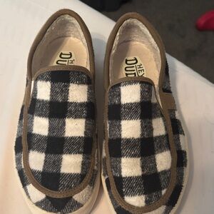 Hey Dude Black and White Checkered Slippers